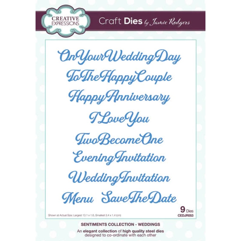 Creative Expressions Jamie Rodgers Sentiments Collection Weddings Craft Die