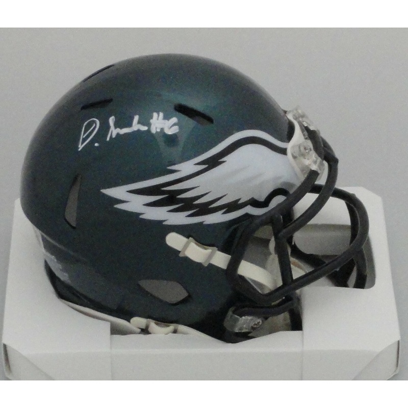 Eagles DEVONTA SMITH Signed Riddell Speed Mini Helmet AUTO – BAS