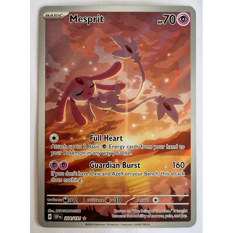 Pokemon Scarlet and Violet Surging Sparks Mesprit #204/191 Illustration Rare Holo Trading Card