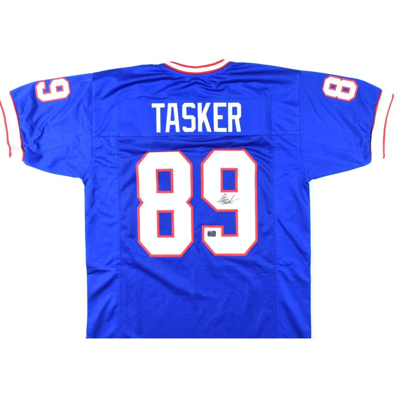 Steve Tasker Autographed Blue Pro Style Jersey – Prova *Black