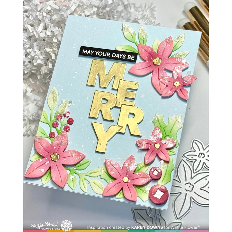 Waffle Flower x Galina Filippenko – Poinsettia Frame Coloring Stencil