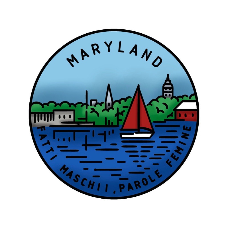 50 States Circles – 2×2 Stamp Set – Maryland