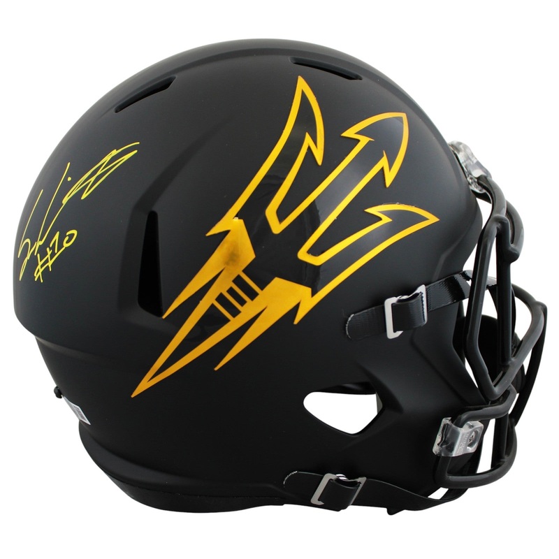 Arizona State Sam Leavitt Signed Black Full Size Speed Rep Helmet BAS Witnessed