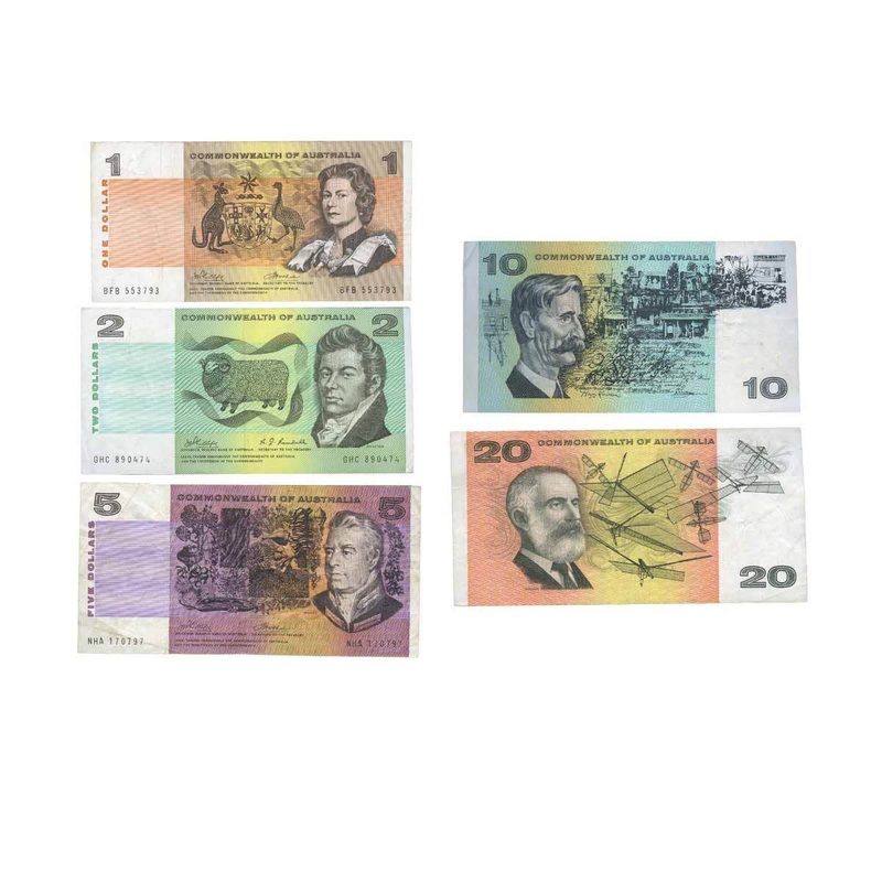 Australia 1966-72 First Decimal Banknotes Very Fine-Extremely Fine 5-Note Type Set