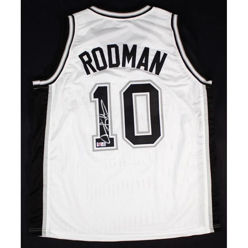 Dennis Rodman Signed San Antonio Spurs White Jersey (PIA) 5xNBA Champion Forward