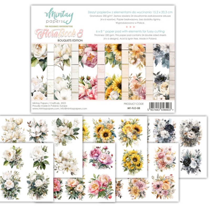 Mintay Papers – 6 X 8 BOOK – ELEMENTS FOR PRECISE CUTTING – FLORA 8
