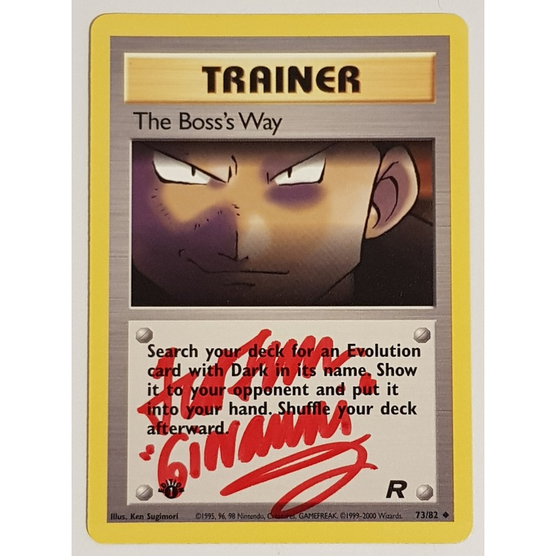 Pokemon Team Rocket (1st Edition) The Boss’s Way #73/82 Trading Card (Signed by Ted Lewis)