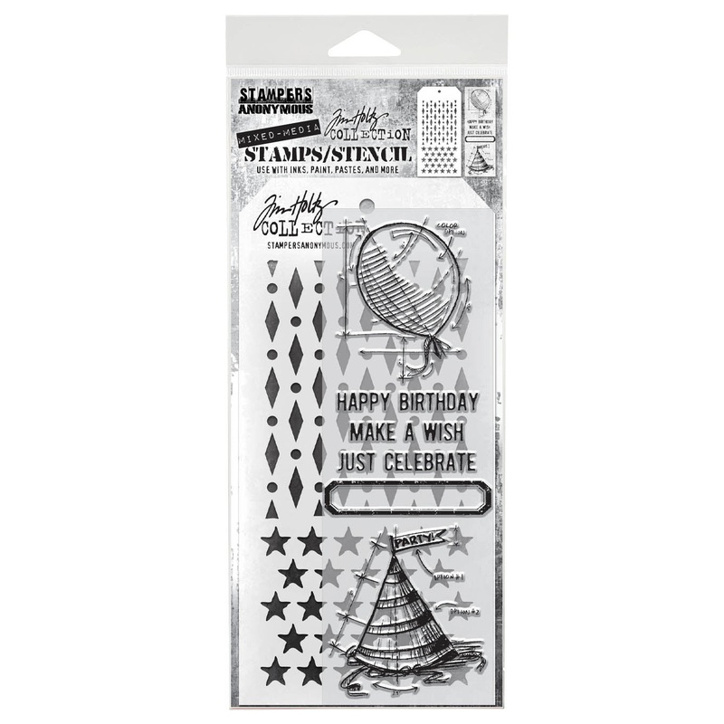 Stampers Anonymous Media #43 Tim Holtz Clear Stamp and Stencil