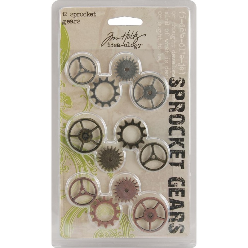 Tim Holtz Idea-Ology – Metal Sprocket Gears .75 To 1 12/Pkg Antique Nickel, Brass & Copper