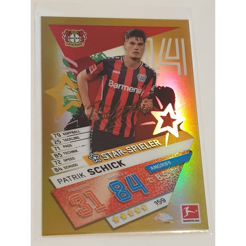 2021-22 Topps Chrome Match Attax Bundesliga Patrik Schick #159 Gold Refractor /50 Trading Card