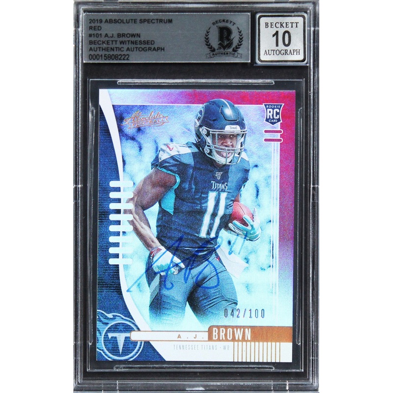 A.J. Brown Signed 2019 Absolute Spectrum #101 RC #42/100 Card Auto 10! BAS Slab