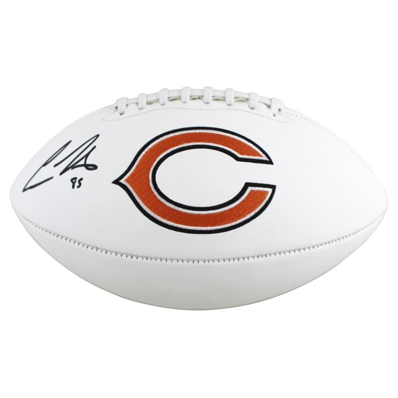 Bears Cole Kmet Authentic Signed White Panel Logo Football BAS Witnessed