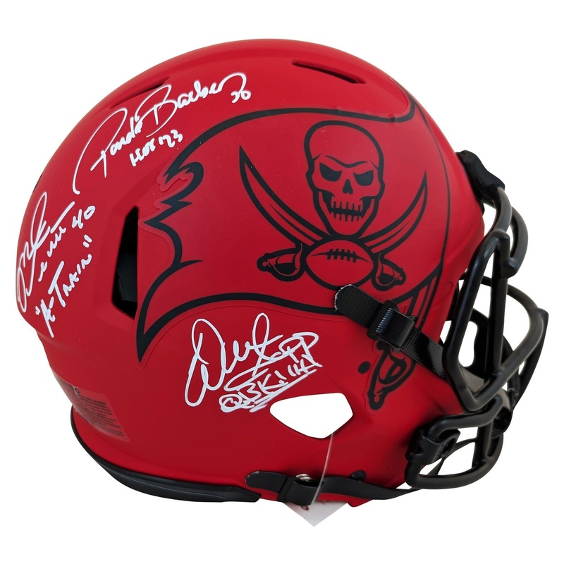 Bucs (3) Alstott, Barber & Sapp Signed Rave Full Size Speed Proline Helmet BAS W