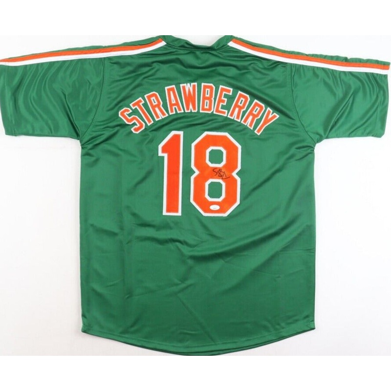 Darryl Strawberry Signed New York Mets St. Patrick’s Day Spring Jersey (JSA COA)