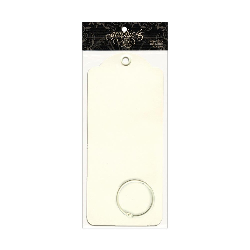 Graphic 45 Staples Large Tag Album 8.75X3.875 Ivory