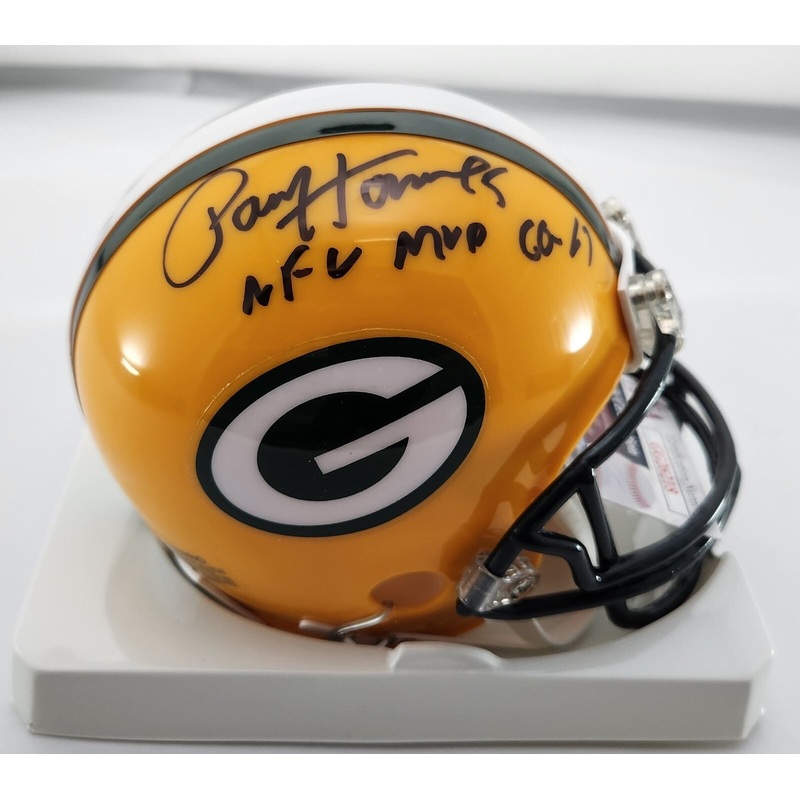 Packers Hall of Famer PAUL HORNUNG Signed Mini Helmet AUTO w/ MVP 60-61 – JSA