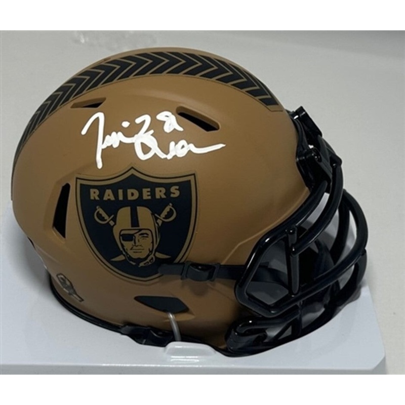 Raiders HOF’er TIM BROWN Signed 2023 SALUTE To SERVICE Mini Helmet AUTO – BAS