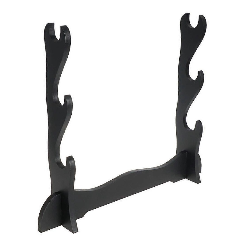 Wooden Sword Stand for Katana, Decorative Sword Holder for 1, 2 or 3 Swords, Black Holds 3 swords