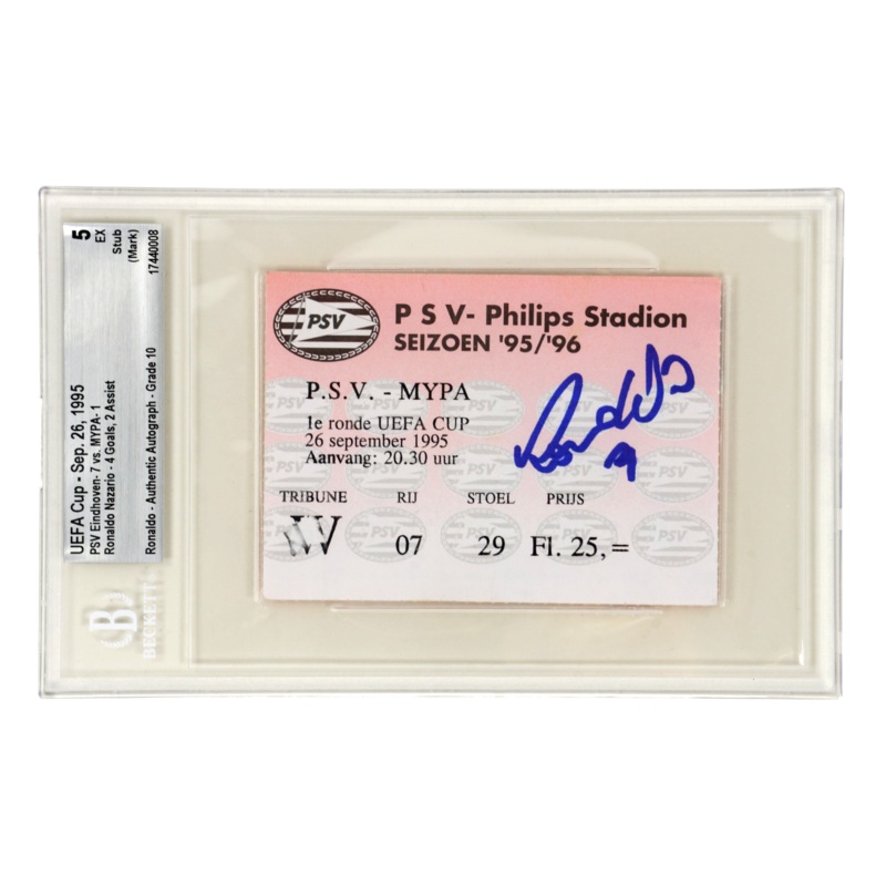 Ronaldo Nazario Signed 1995 PSV 4 Goals, 2 Assists Match Ticket – BGS 5