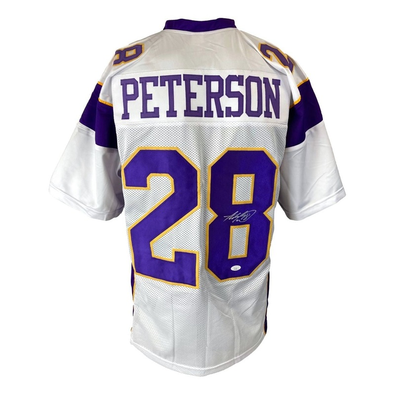 Adrian Peterson Minnesota Signed White Football Jersey JSA