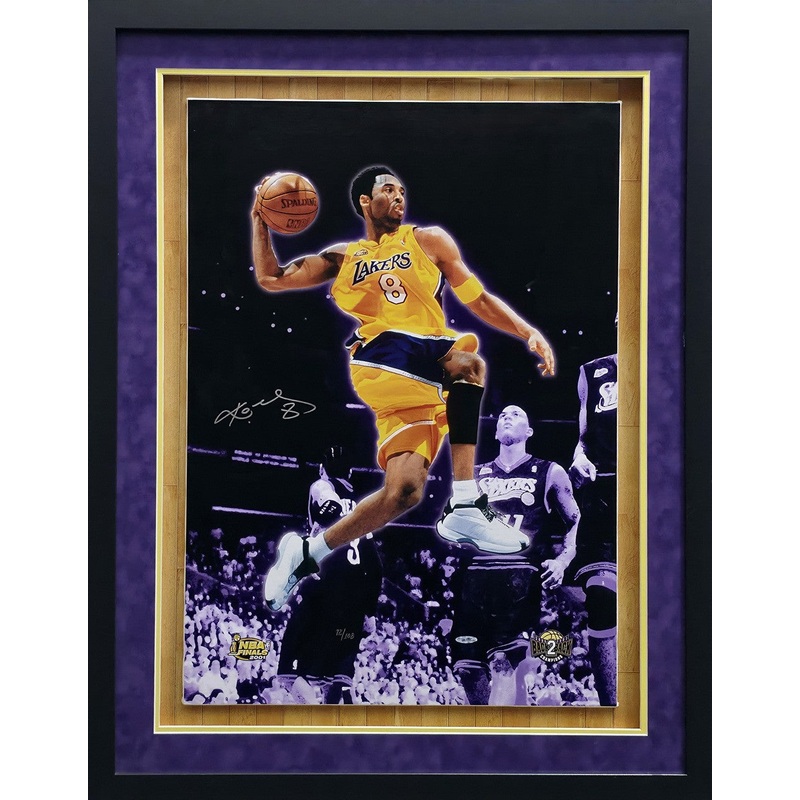 Kobe Bryant Autographed Framed 20×28 Canvas Lakers /108 Auto 10 UDA