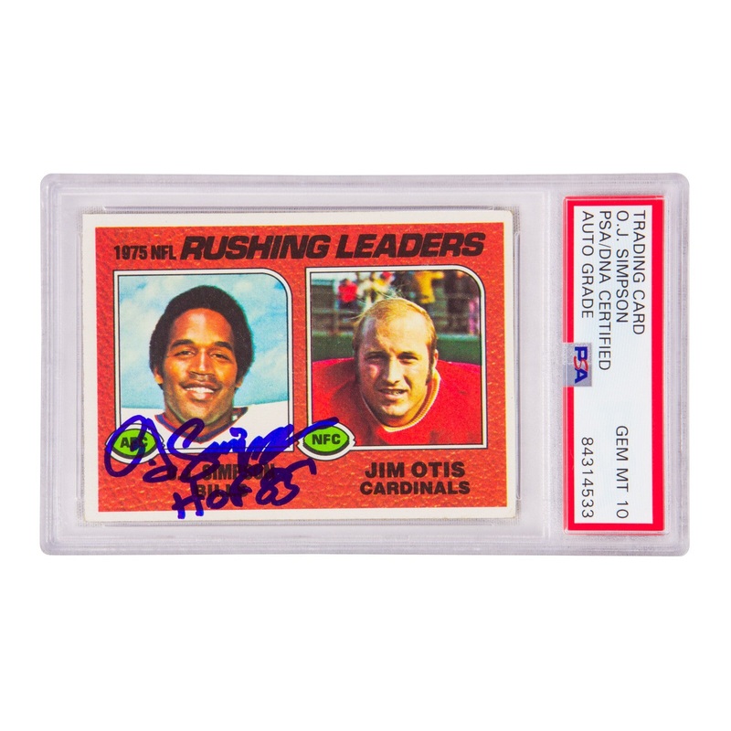 OJ Simpson Signed 1976 Topps Rushing Leaders Inscribed HOF 85 – PSA 10 Auto