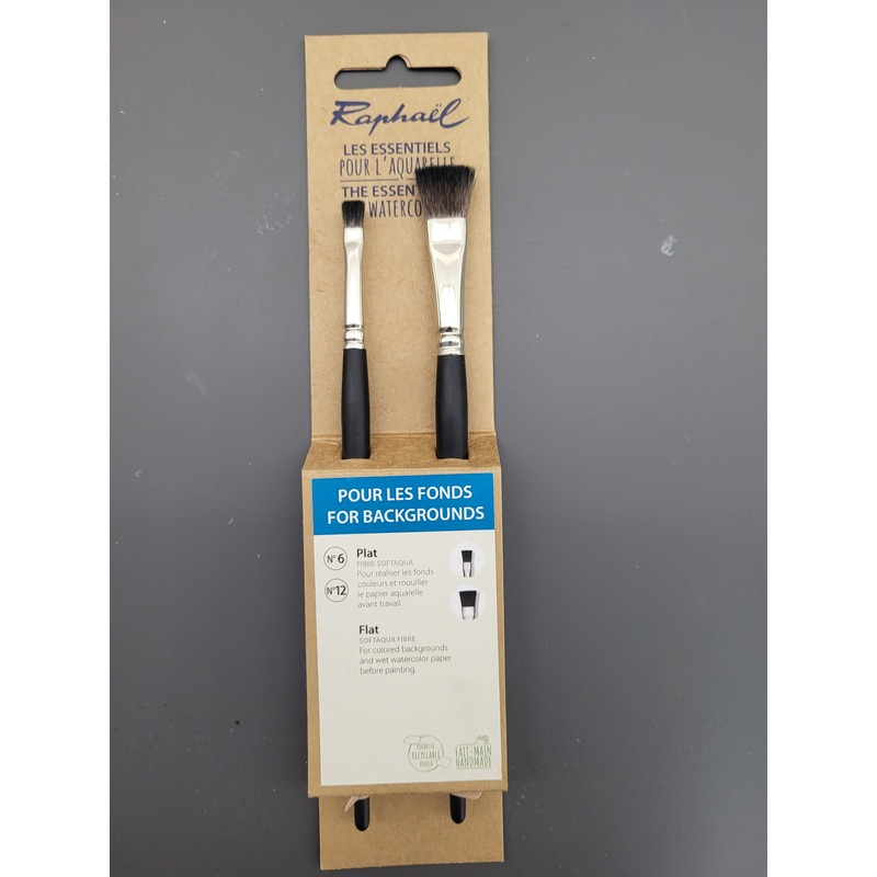 Raphael Essentials Acrylic & Watercolor Brush Sets, Watercolor, 2-Brush Set – For Backgrounds (SoftAqua Flat 6 & 12))