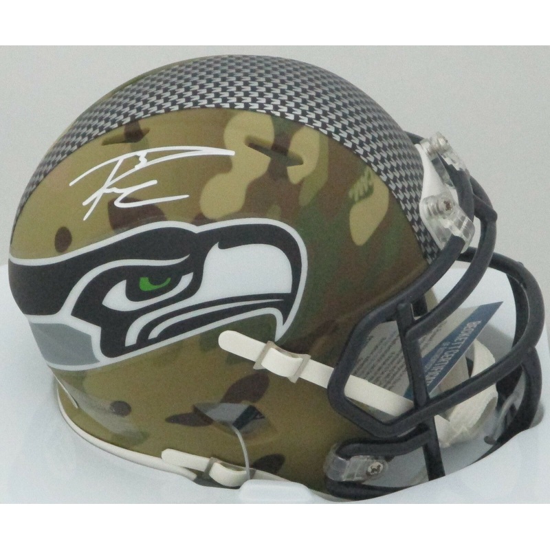 Seahawks RUSSELL WILSON Signed Riddell CAMO Speed Mini Helmet AUTO Badgers – BCA