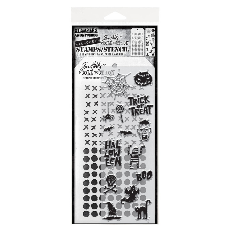 Stampers Anonymous Media #47 Tim Holtz Clear Stamp and Stencil