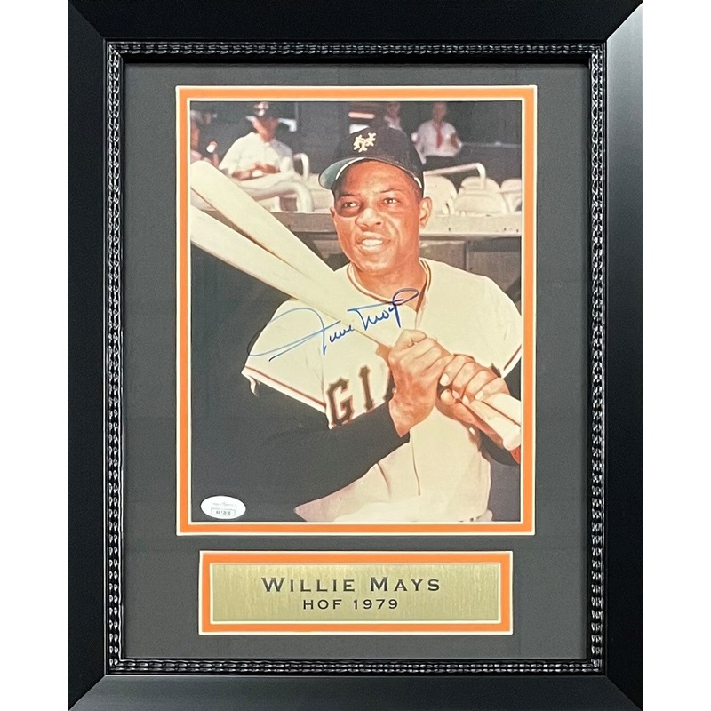 Willie Mays Autographed San Francisco Giants Baseball 8×10 Framed Photo JSA 4