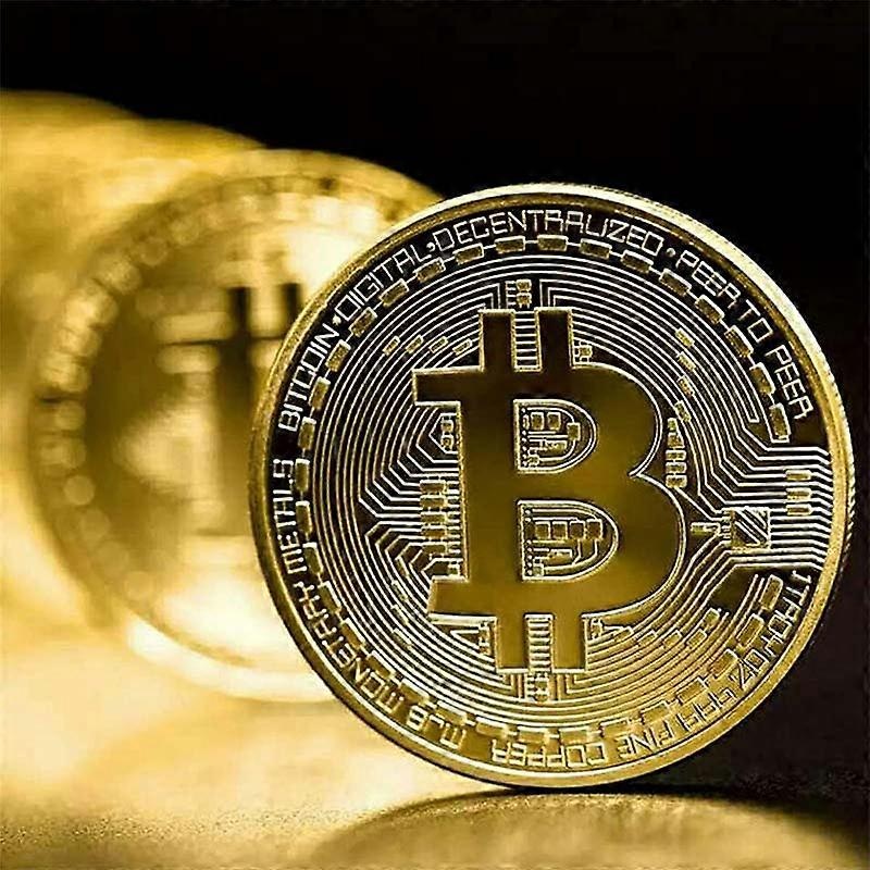 2pcs Creative Souvenir Gold Plated Bitcoin Coin Collectible Bit Metal Coin Collection Physical Cryptocurrency Commemorative Coin