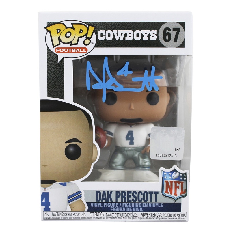 Cowboys Dak Prescott Authentic Signed #67 Funko Pop Vinyl Figure BAS Witnessed