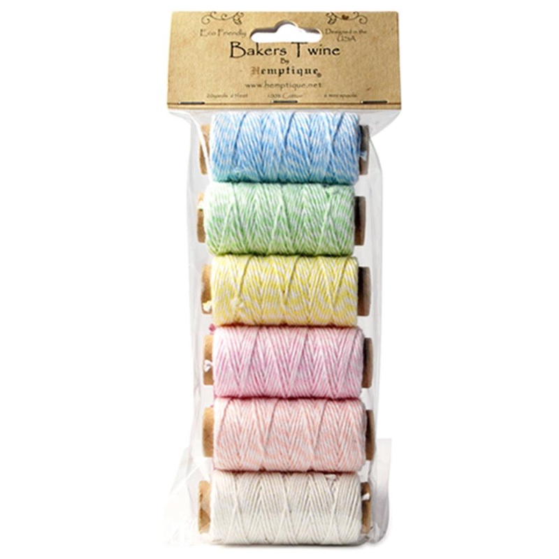 Hemptique Cotton Baker’s Twine Mini Spool Set 2-Ply 65′ Creamy Pastel