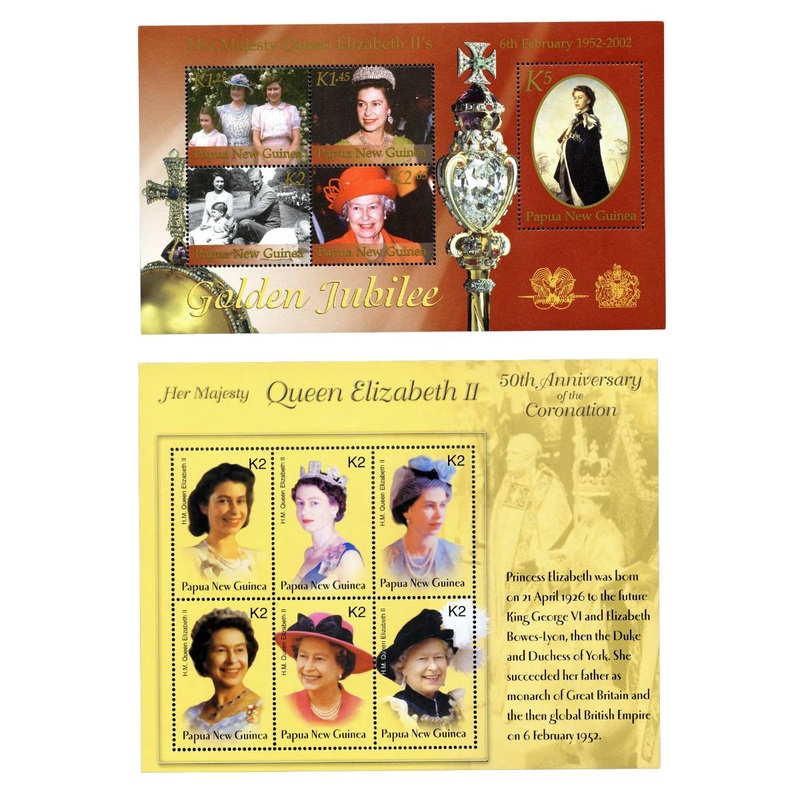 Queen Elizabeth II Golden Jubilee & Coronation 2002-03 Stamp Mini-sheet Pair Mint Unhinged