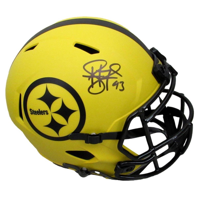 Troy Polamalu HOF Signed Full Size Replica Rave Helmet Steelers Beckett 194762
