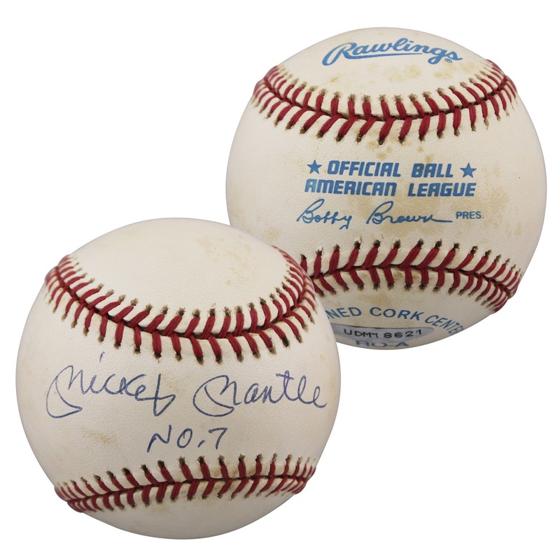 Yankees Mickey Mantle No. 7 Authentic Signed OAL Baseball UDA #UDM18621