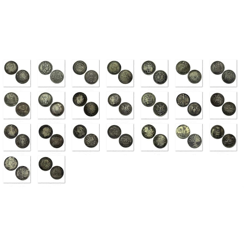 23Pcs/Set USA Morgan Dollar Europe Foreign Collectible Coins Antique American Souvenirs Coin Set Home Decor Crafts Collection