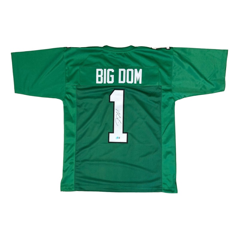 Big Dom DiSandro Philadelphia Signed Kelly Green Football Jersey BAS