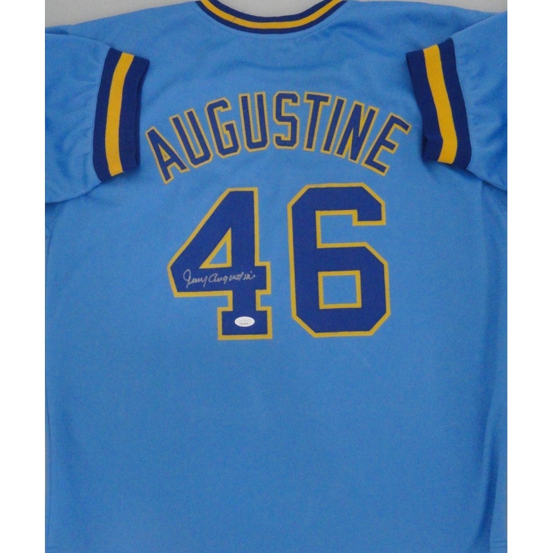 Brewers 82 AL Champ JERRY AUGUSTINE Signed Custom Replica BLUE Jersey AUTO – JSA
