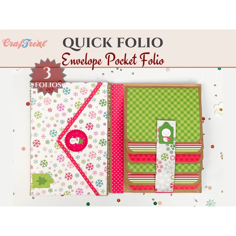 CrafTreat Scrapbook Blank  Quick Folio – Envelope Pocket Folio – Black, Kraft and White