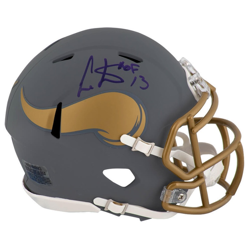 Cris Carter Signed Vikings SLATE Riddell Mini Helmet w/HOF’13 – (SCHWARTZ COA)