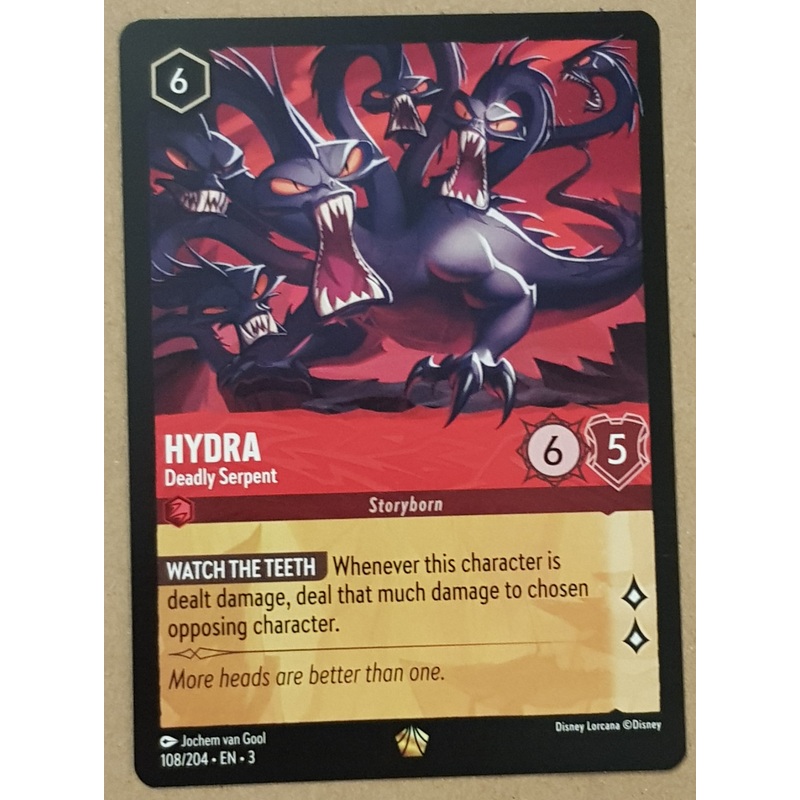 Disney Lorcana Into the Inklands Hydra Deadly Serpent #108/204 Legendary Rare Trading Card
