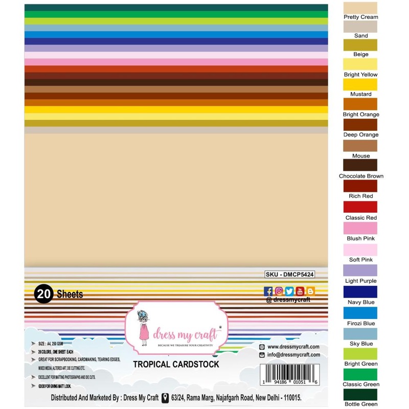 Dress My Craft Smooth Cardstock 250gsm 8.25X11.75 20/Pkg Tropical