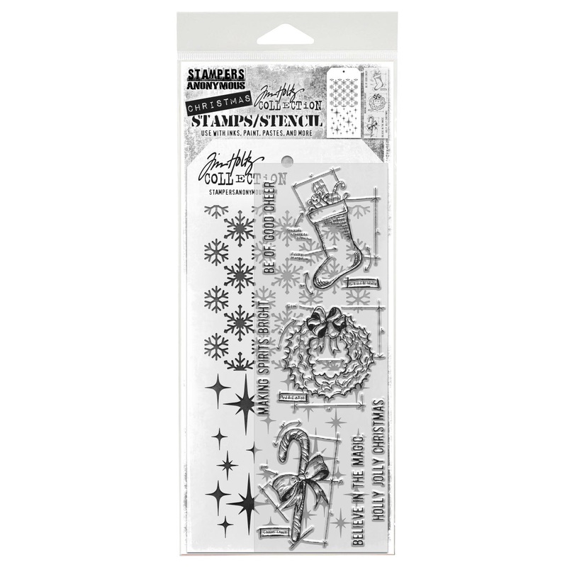 Stampers Anonymous Blueprint Christmas #1 Tim Holtz Clear Stamp and Stencil