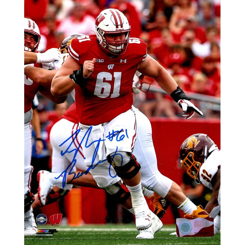 WI Badgers Center TYLER BIADASZ Signed 8X10 Photo #1 AUTO – 2020 Draft Pick