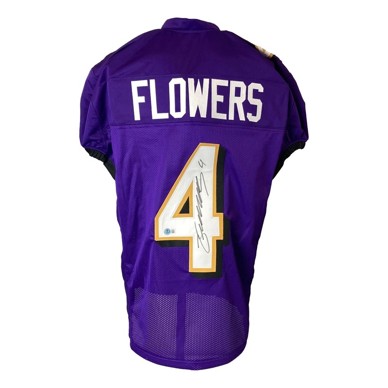 Zay Flowers Baltimore Signed Purple Pro-Cut Football Jersey BAS