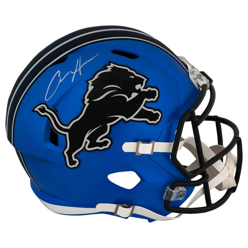 Aidan Hutchinson Signed Lions 2024 Blue Alt Riddell F/S Replica Helmet -(SS COA)