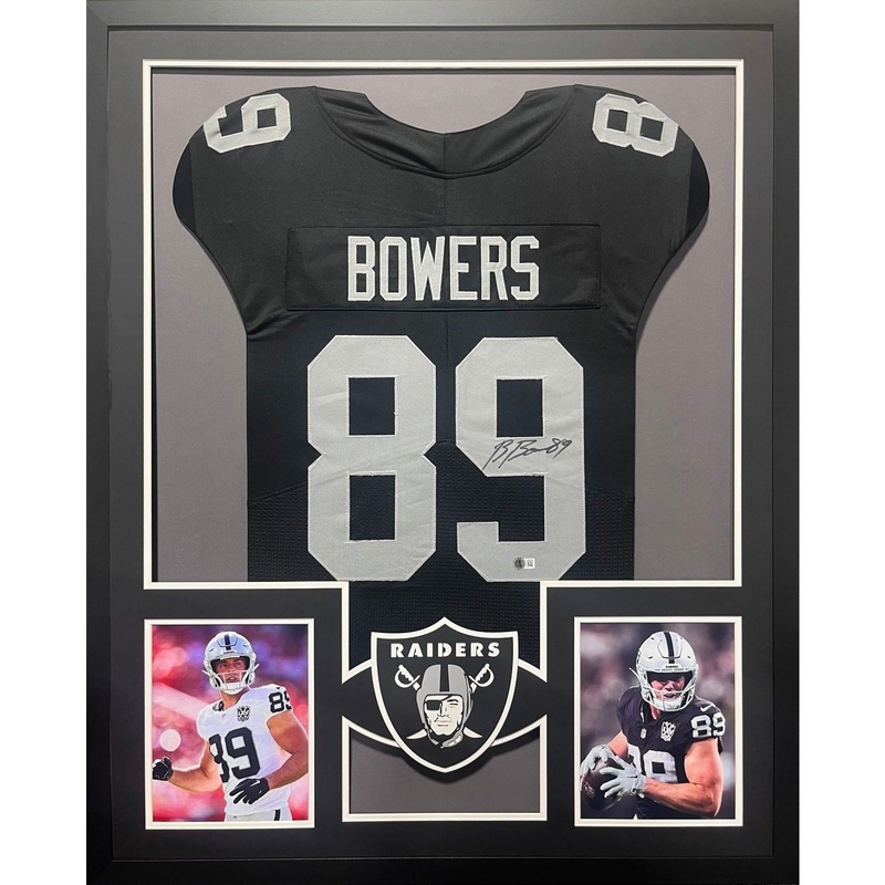 Brock Bowers Autographed Signed Framed Black Raiders Jersey BECKETT
