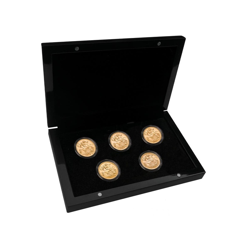 George V 1911 Gold Sovereign Complete 5-Coin Collection Extremely Fine-Uncirculated