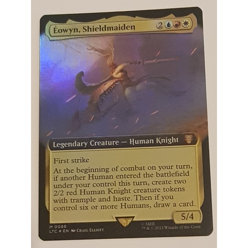 Magic the Gathering Lord of the Rings Eowyn, Shieldmaiden LTC #086 (Extended Art) Foil Trading Card